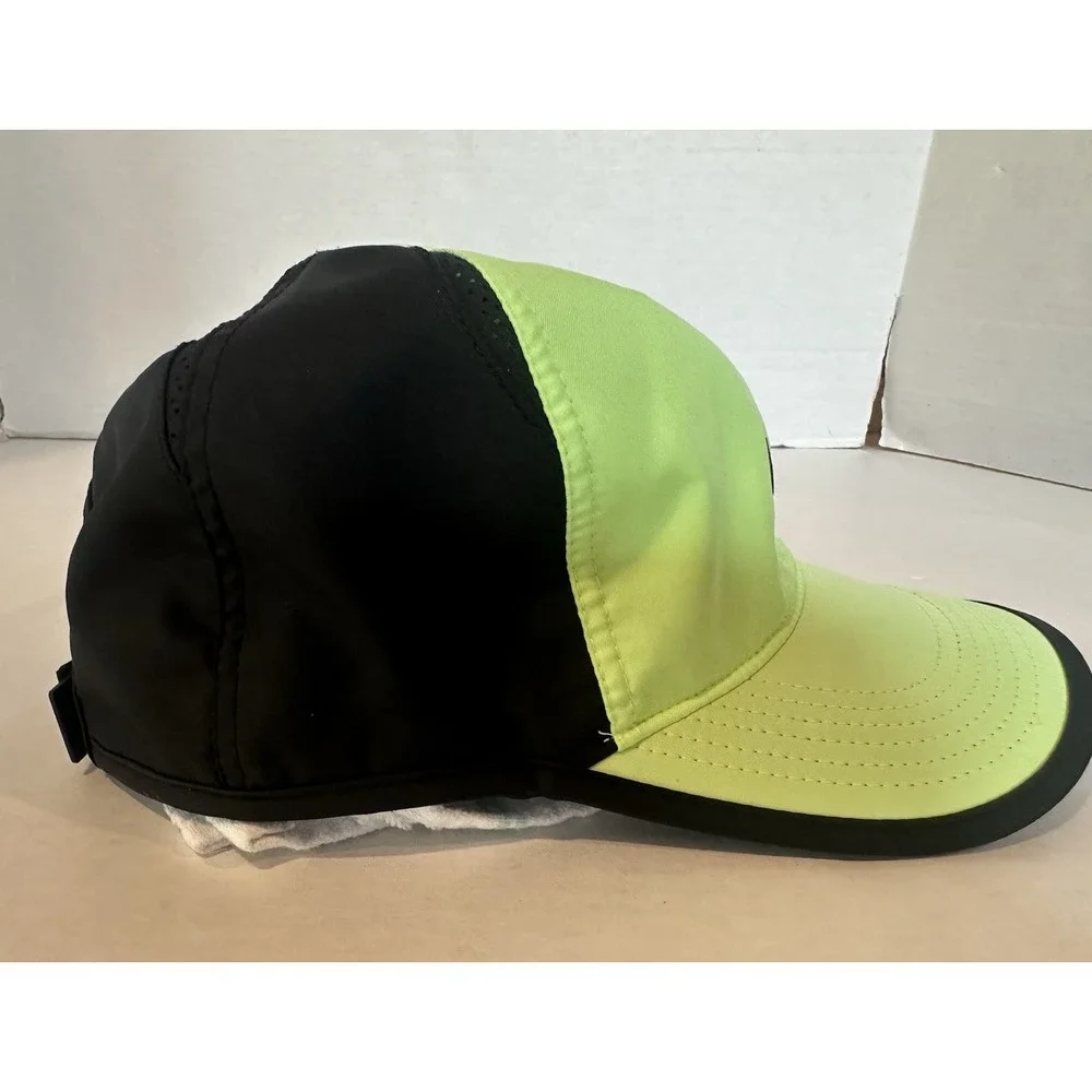 Nike Featherlight Dri Fit Hat Baseball Lime Black Adjustable One Size Running